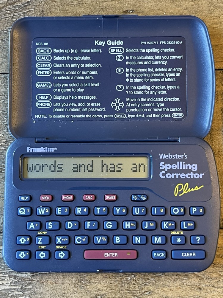 FRANKLIN NCS-101 WEBSTER'S SPELLING CORRECTOR SPELL CHECK ROLODEX DATABANK