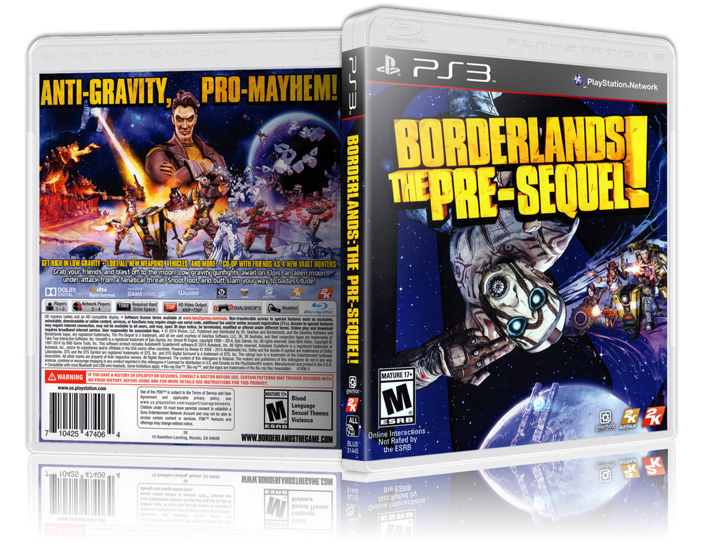 Borderlands: The Pre-Sequel! Replacement  PS3 Cover and Case. NO GAME!!