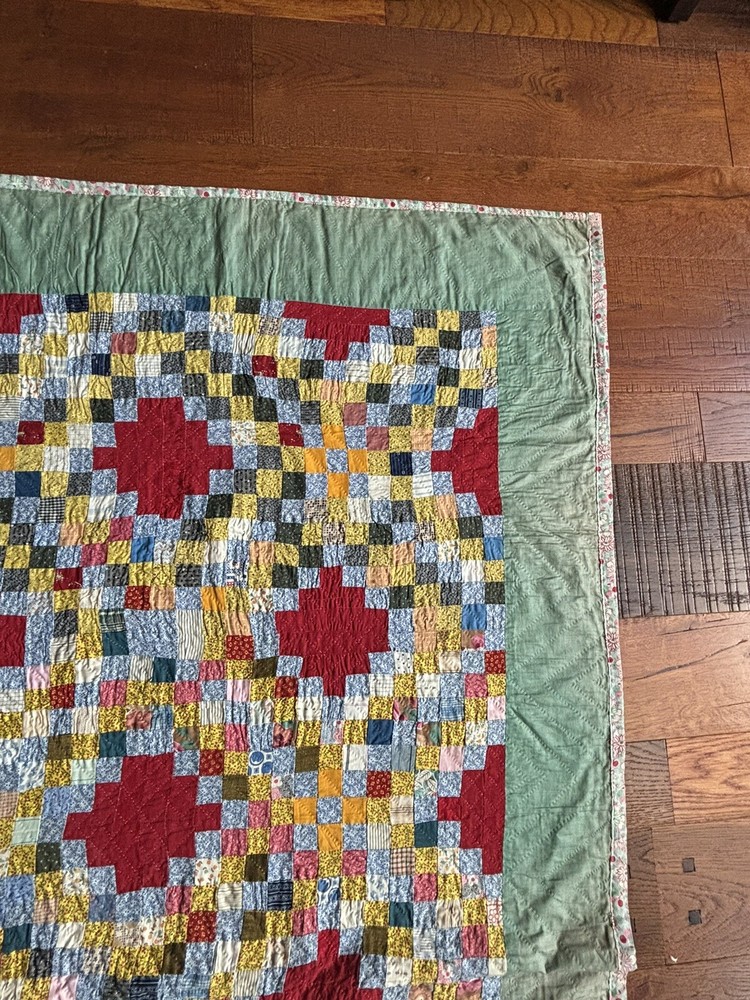 Antique Postage Stamp Quilt 75” X 75”