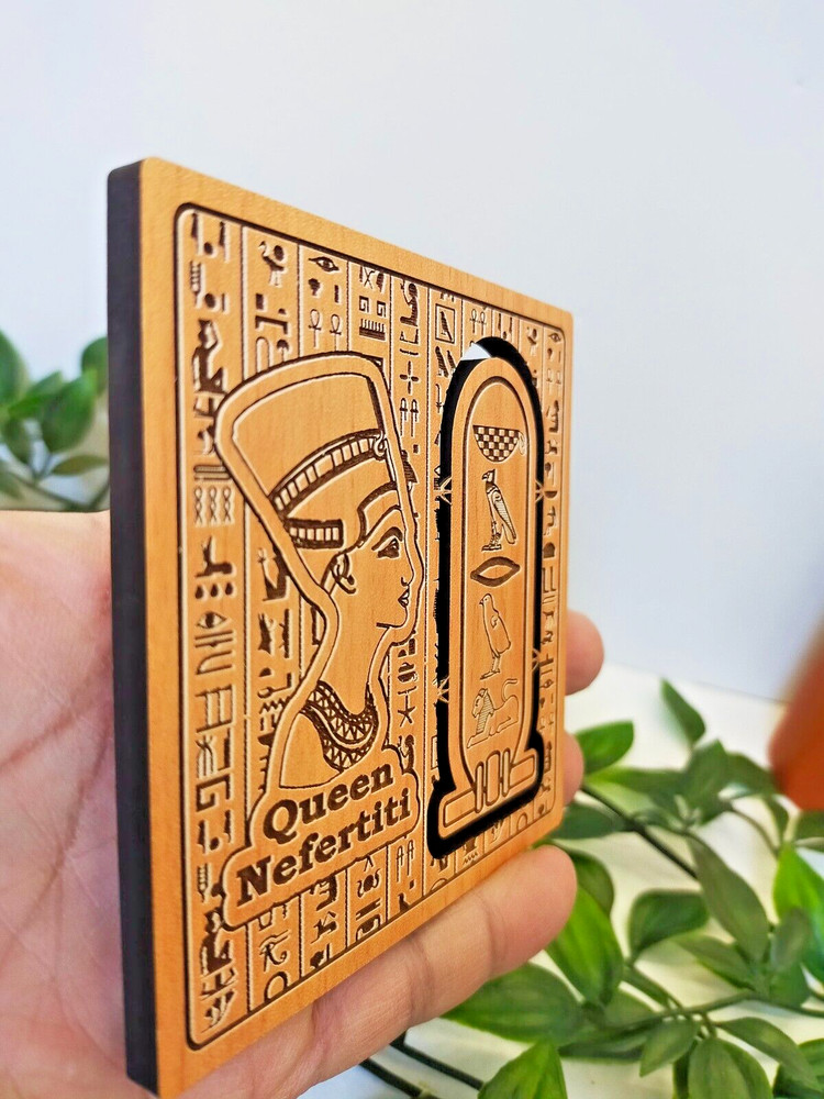 Personalize, Customize Your Name into Hieroglyphic with Queen Nefertiti Coaster