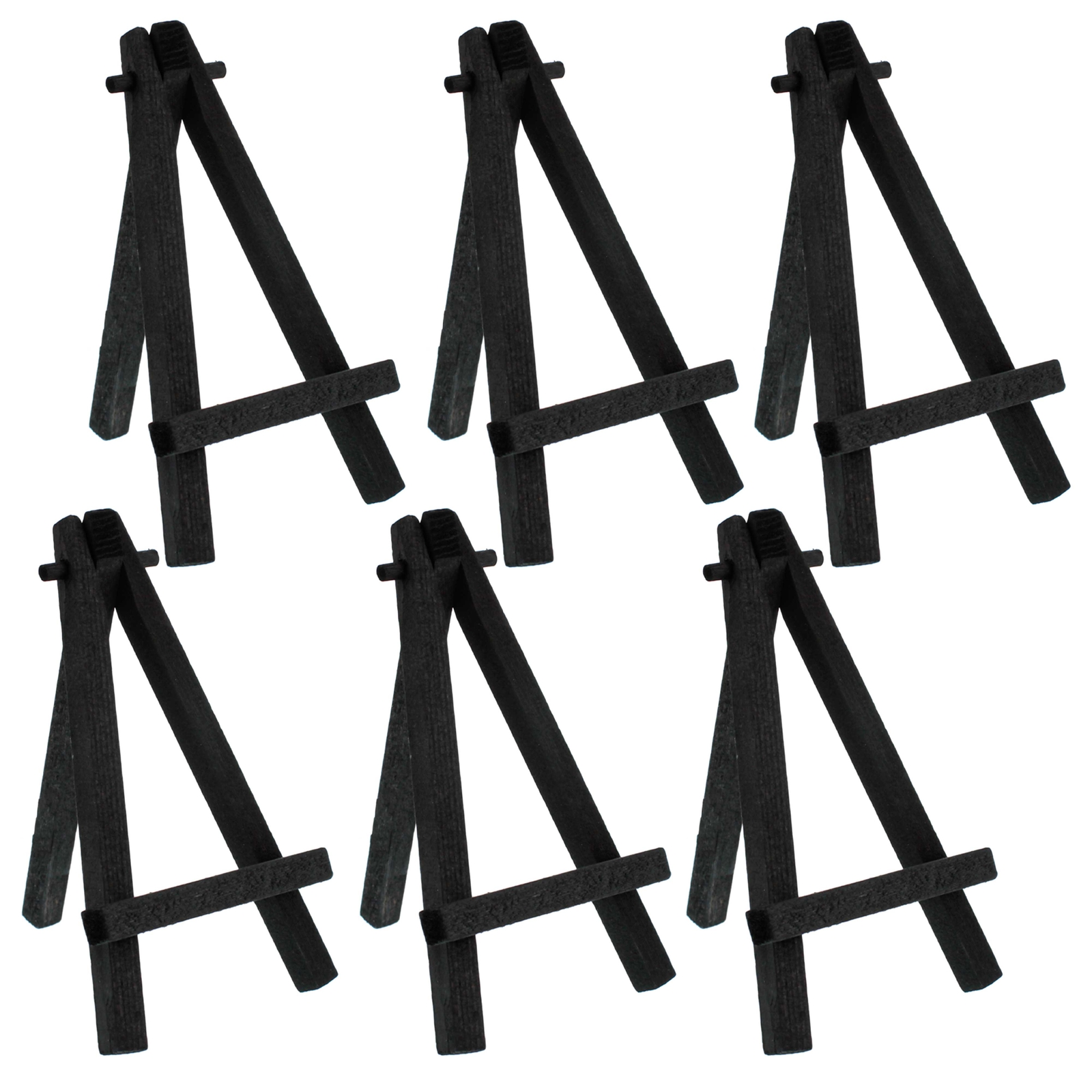6pk 5" Mini Black Wood Display Easel, A-Frame Artist Tripod Table Holder Stand