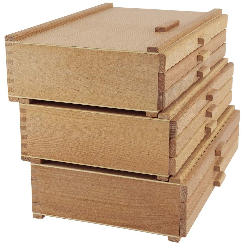 Pastel Storage Box, 3 Drawer Wood Box with Foam Lining, Sturdy and Stackable ...