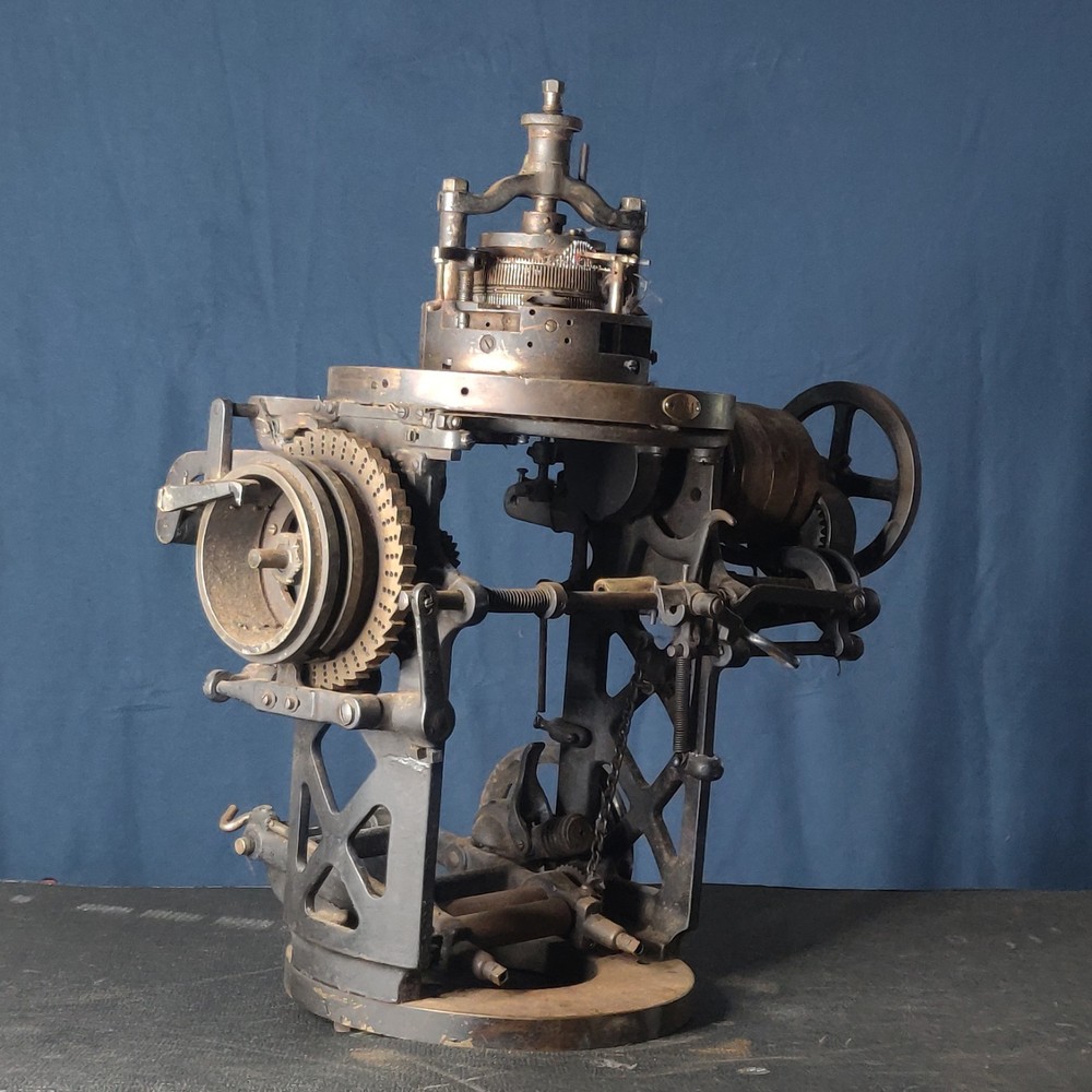 Circular Sock Knitting Machine Antique Industrial Textile Tool