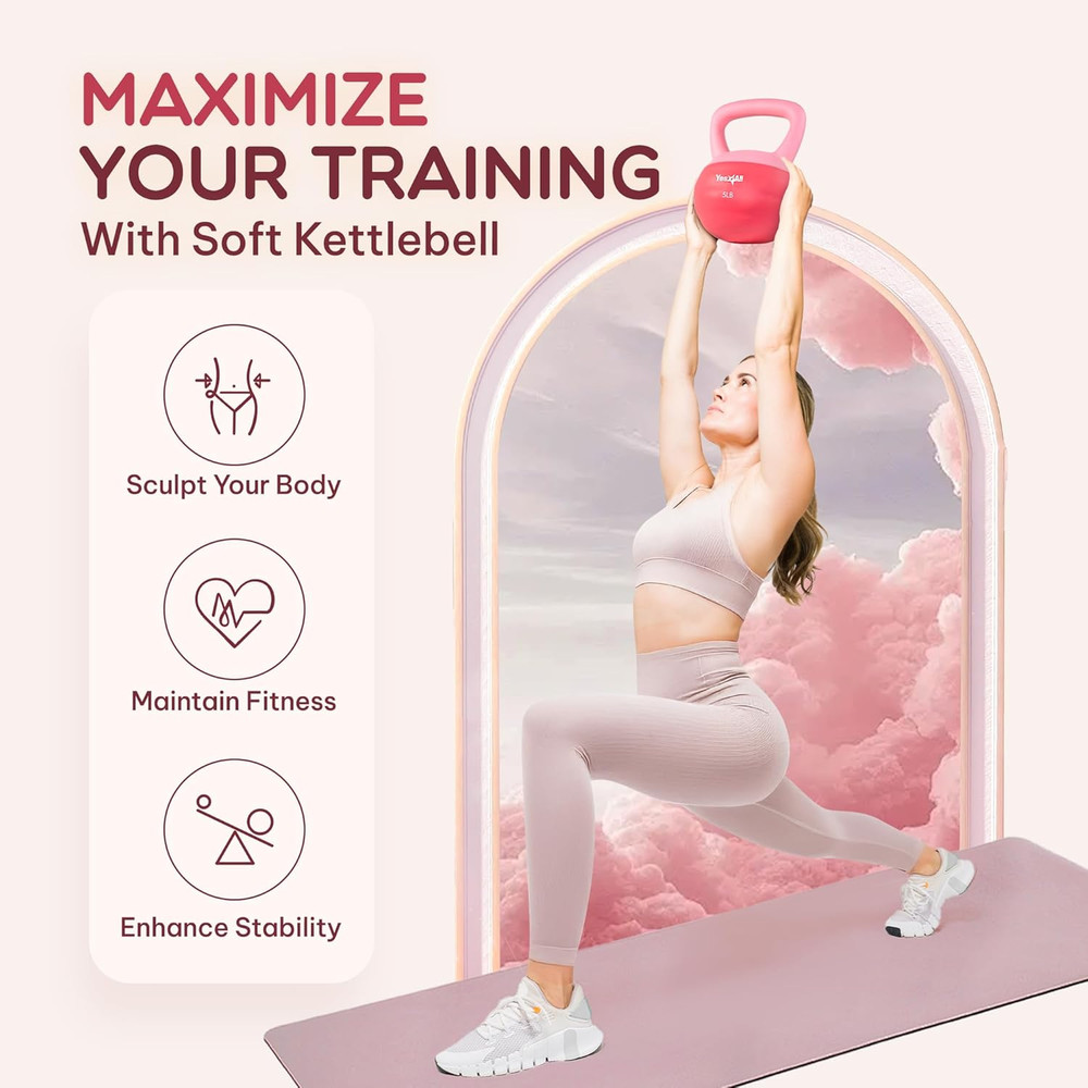 Soft Kettlebell, PVC Kettlebells Exercise Weights & Color-Coded Strength Trainin