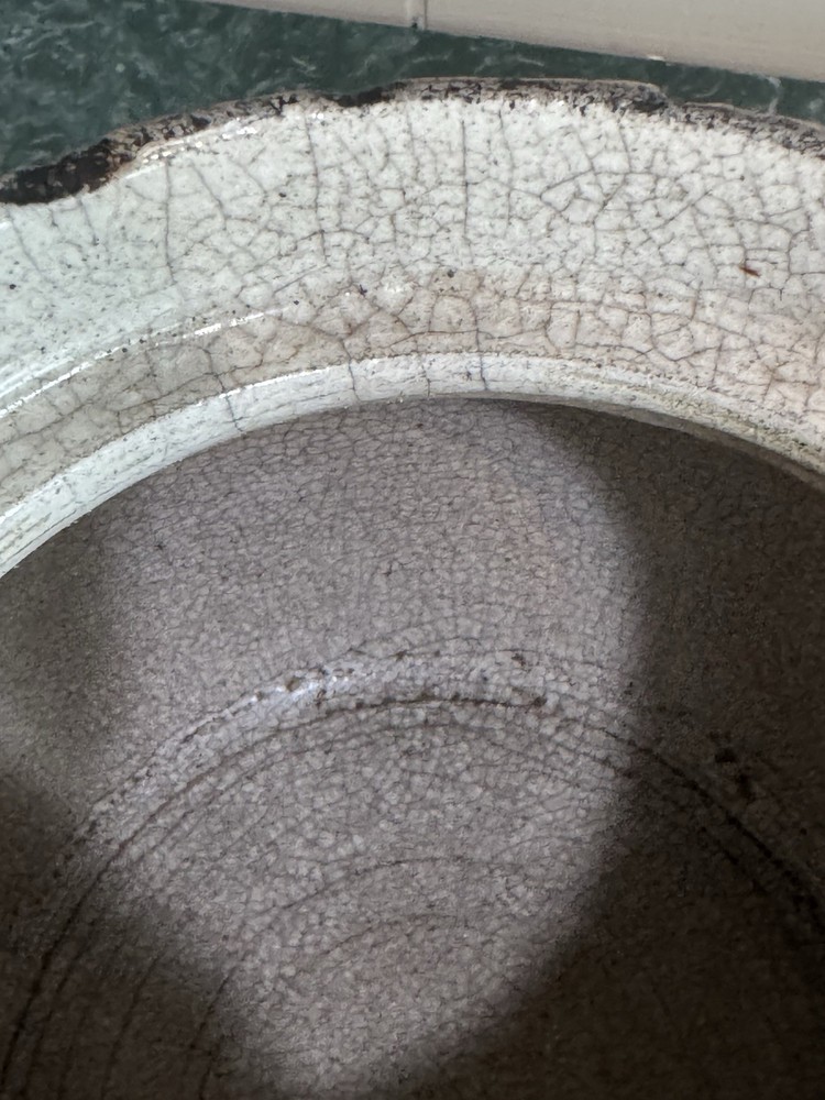 Bean Pot Old Earthenware Heavily Crazed