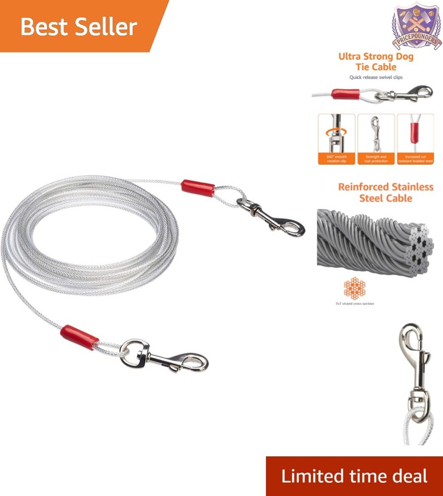 Durable 25 ft Tie-Out Cable for Large Dogs - Rust-Proof & Secure Attachment