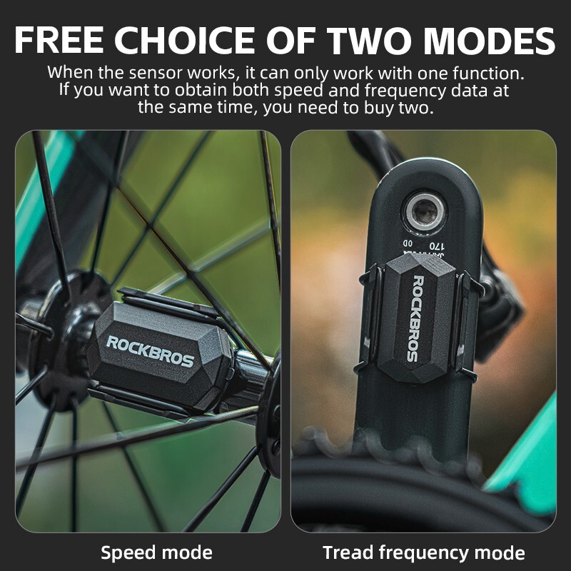 ROCKBROS 2pcs Bike Speed Cadence Sensor Bluetooth ANT+ Wireless IP67 Waterproof
