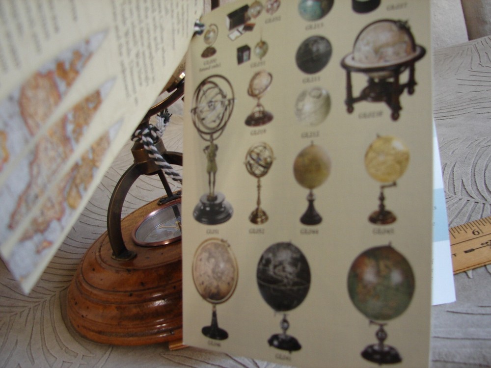 NWT Authentic Models Terrestrial GLOBE w/Compass GL019, 8" Desk Size Model