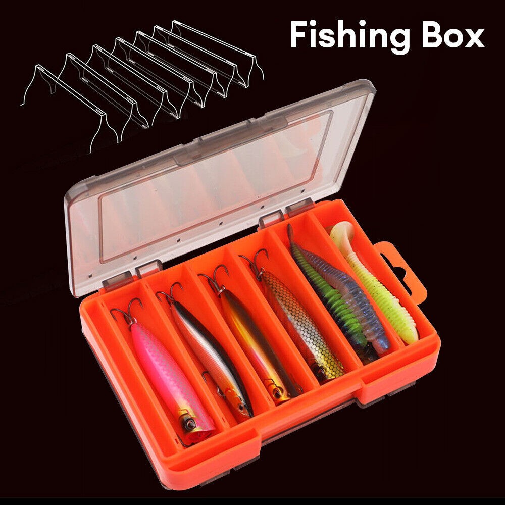 Fishing Tackle Box Lure Waterproof Compartments 2 Layer Storage Hard Case Hook