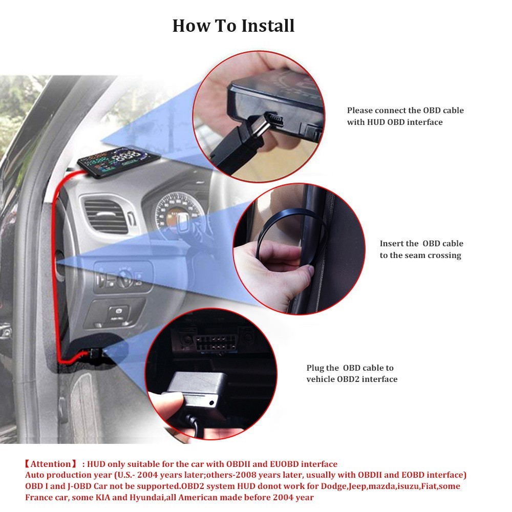 A8 Car Head Up Display HUD Dashboard Screen Projector OBD2 Speedometer Odometer