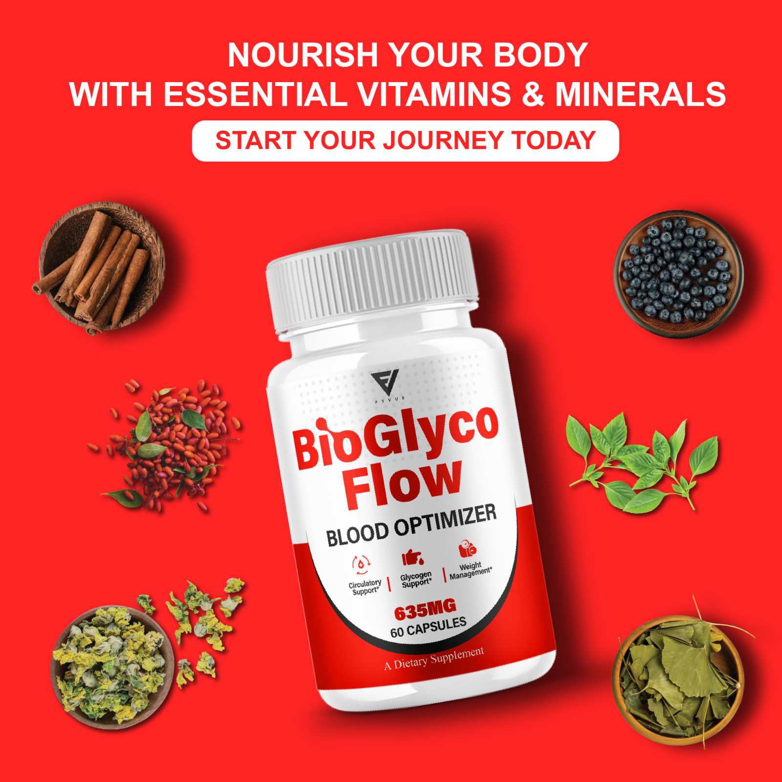 BioGlyco Flow Blood Optimizer, BioGlyco Flow Supplement (60 Capsules)