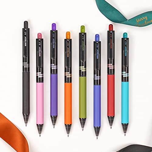 WRITECH Retractable Gel Ink Pens Multi Colored 0.7mm Medium Point Colorful Cl...