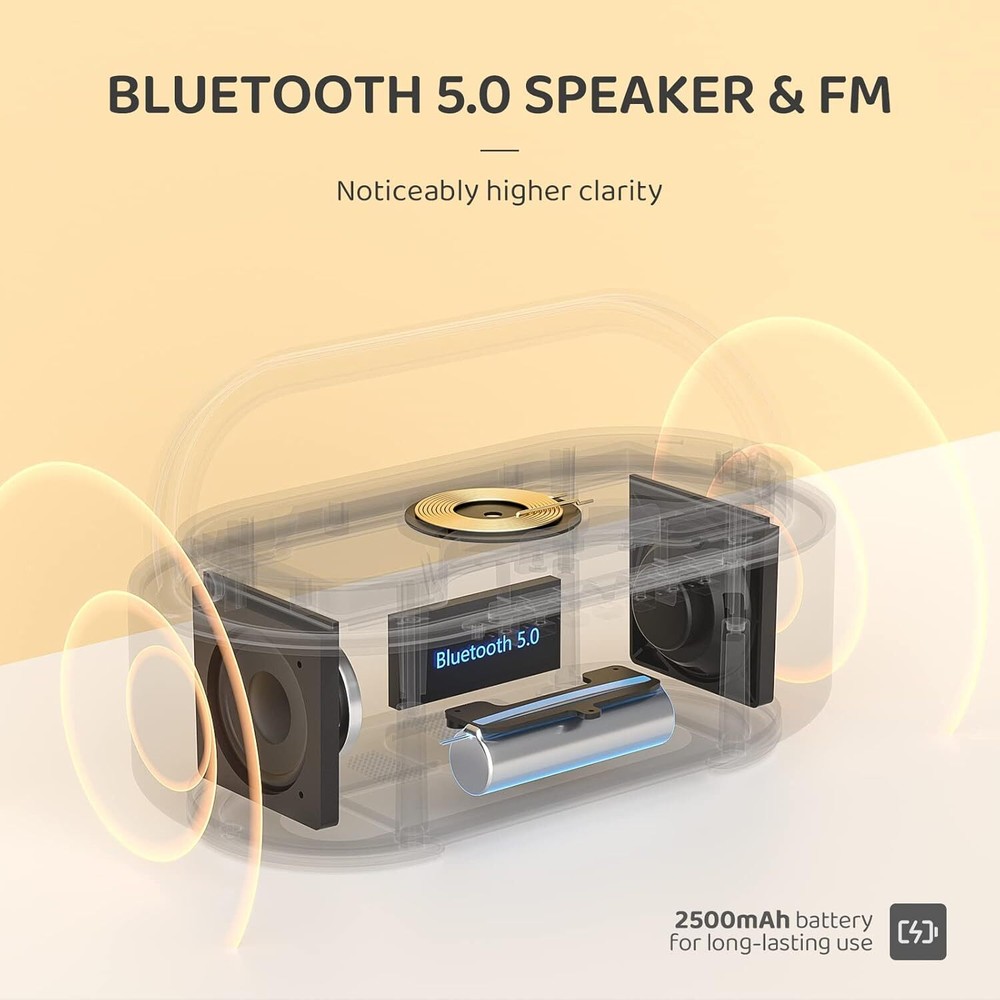 Bluetooth speaker alarm clock with wireless charger, LED night light
