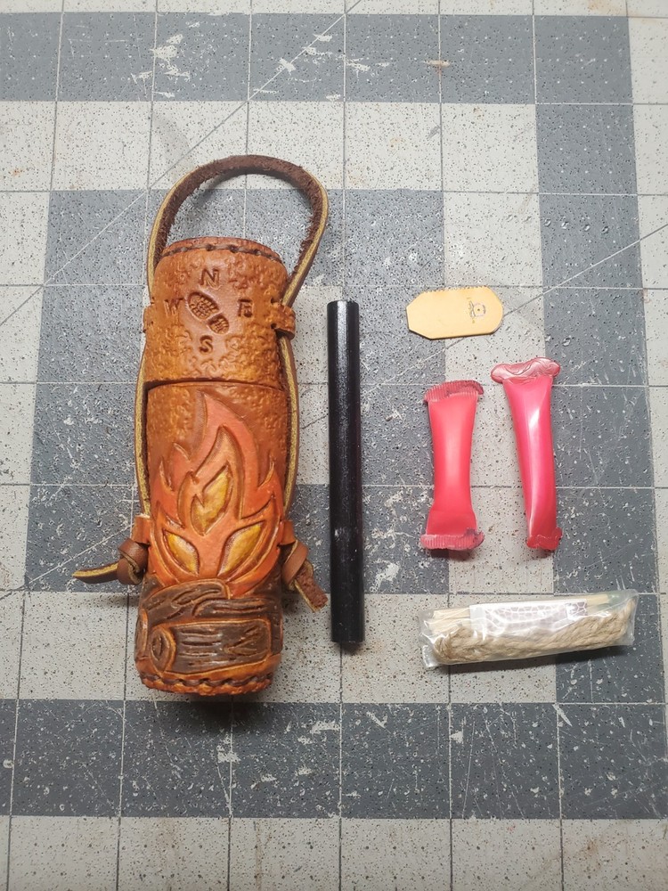 Bushcraft Pocket Fire Kit, Tooled Leather