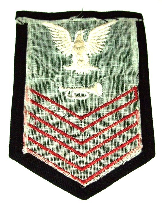 ORIGINAL WOOL GABARDINE WW2 NAVY BUGLER 1st CLASS RATE PATCH