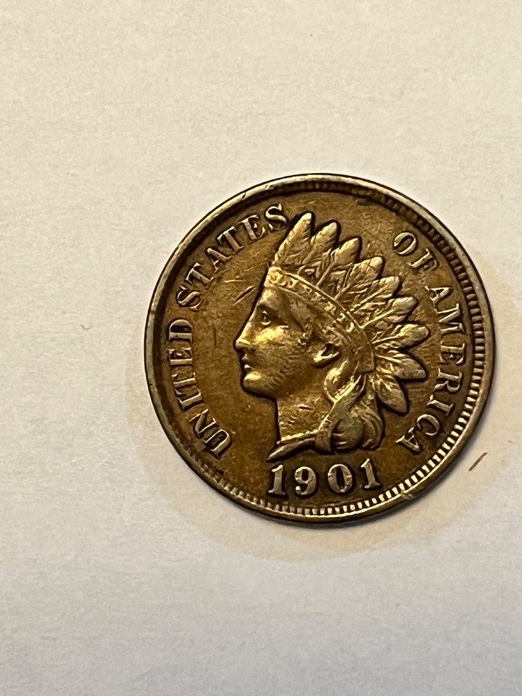 ~~~ 1901 INDIAN HEAD PENNY COPPER CENT 1C -4 DIAMOND PRESENT