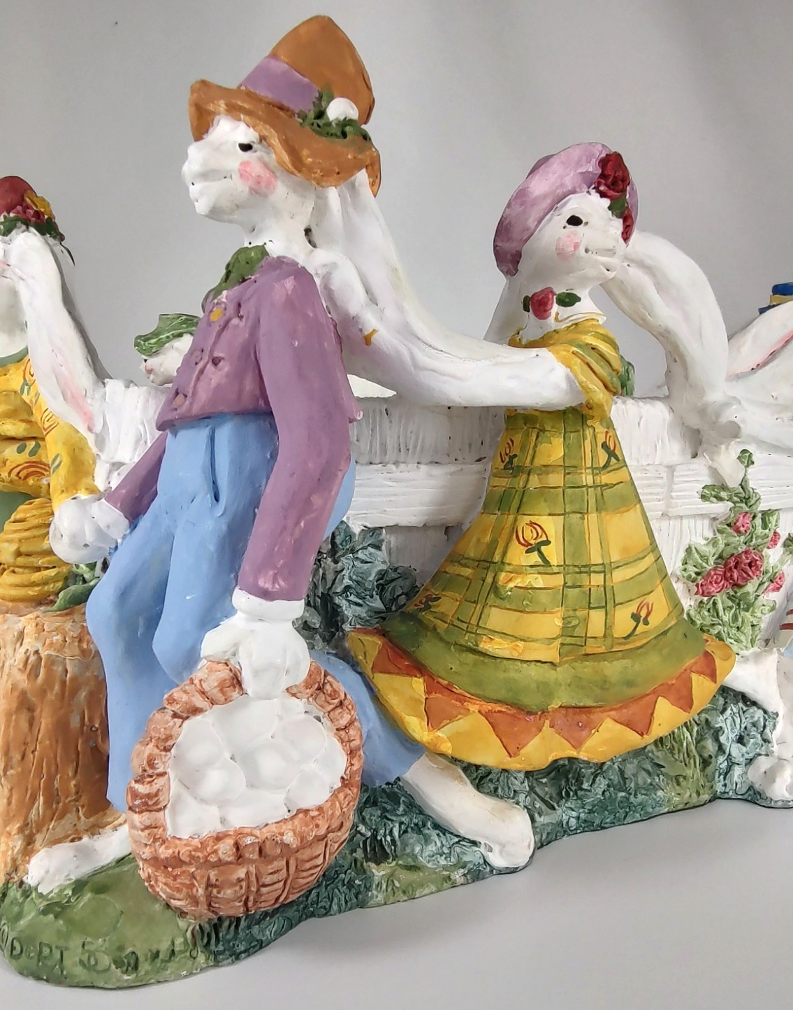 Dept 56 Easter Bunny Parade Centerpiece Basket Vintage 1990s Discontinued Rare