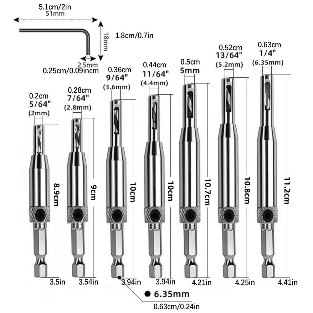 7pcs New Worry-Free Drilling Self Centering Hinge Hardware Drill Bit Set