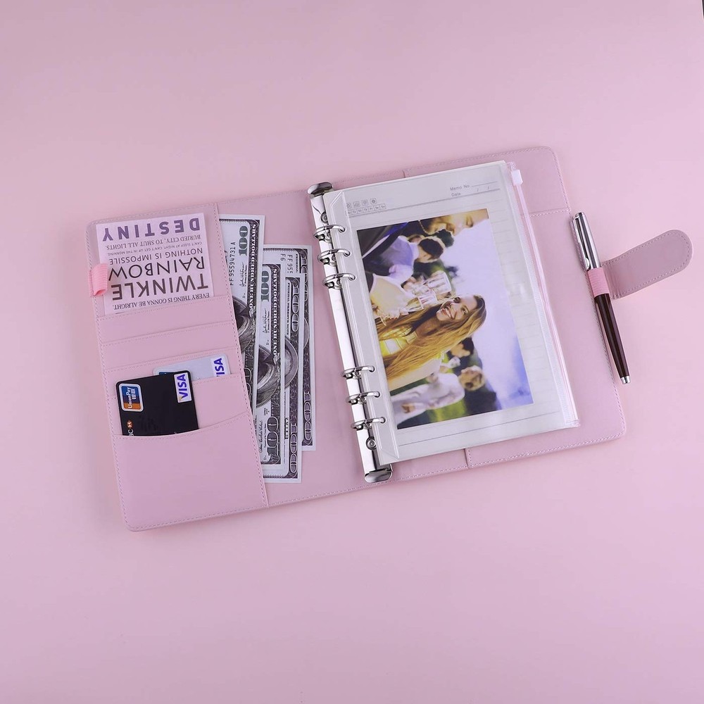 Antner 12 Pieces A5 Binder Pockets Bundle | A5 PU Leather Notebook Binder (Pi...