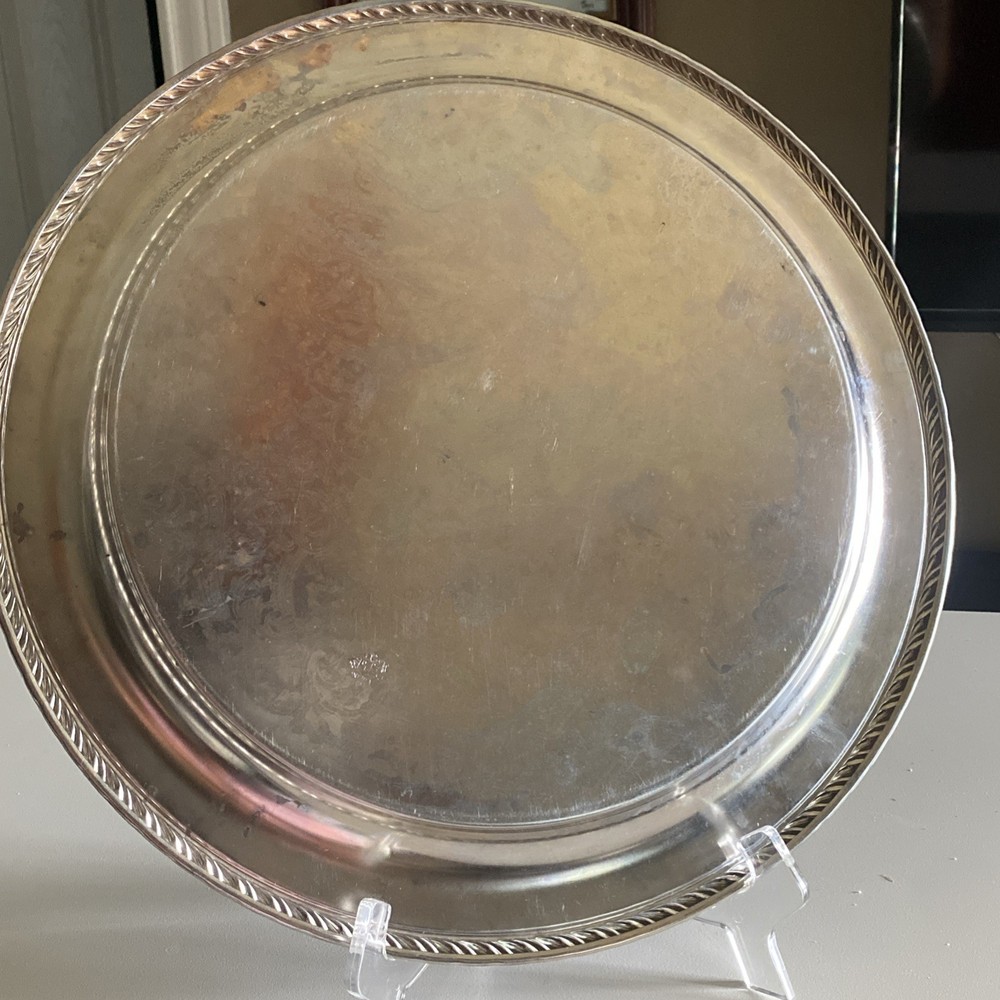 Oneida Silver Plate Platter with Center Design & Embossed Edging