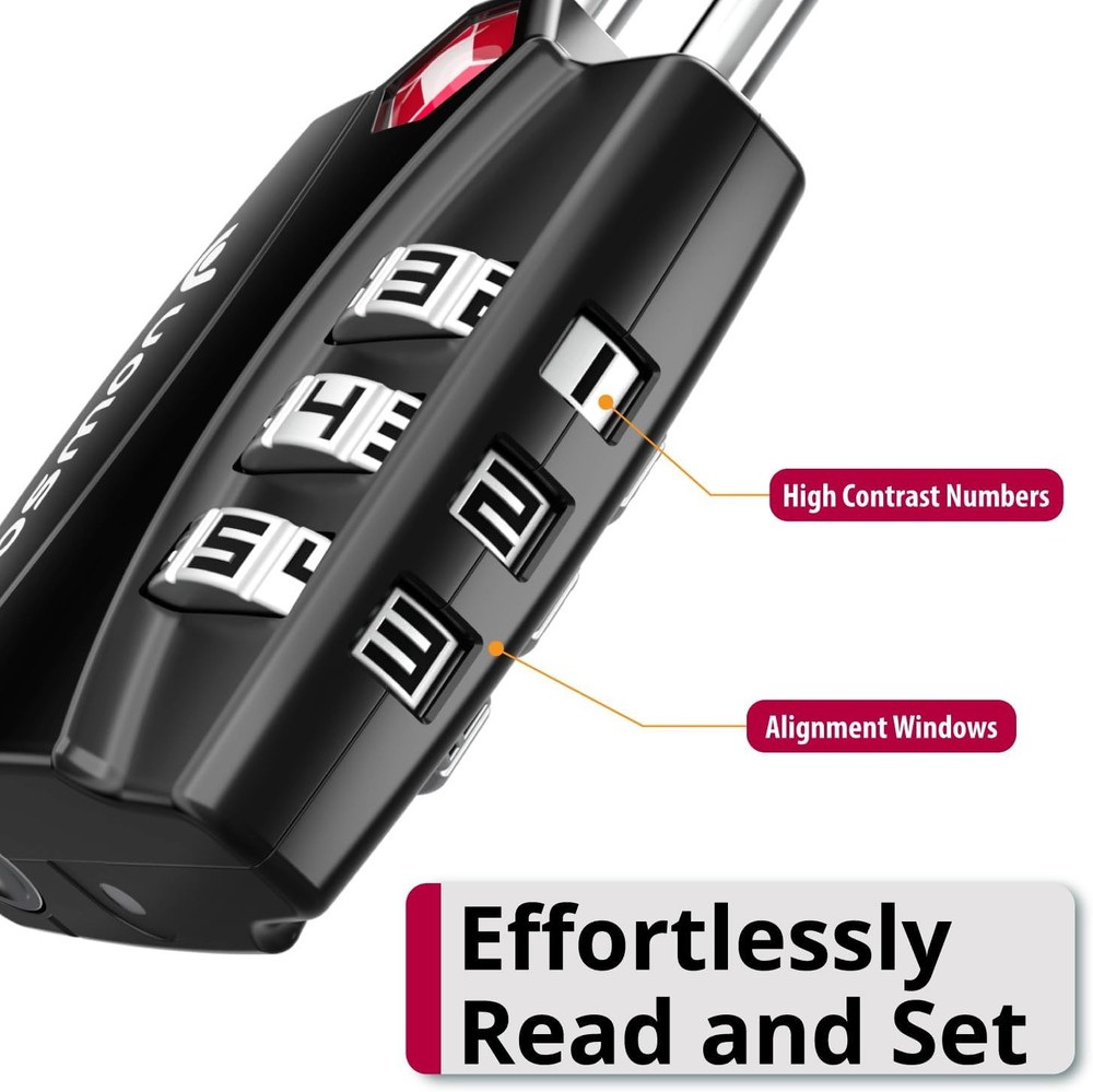 Fosmon TSA Approved Locks for Luggage. Suitcase Locks with Open Alert Indicator,