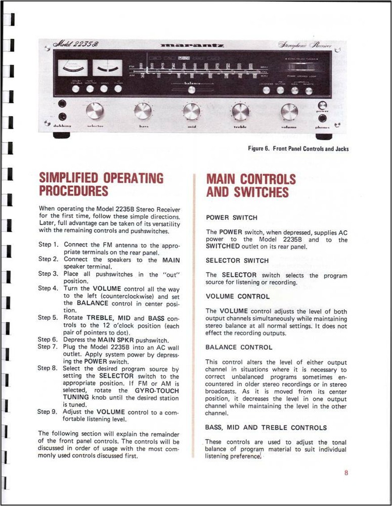 Marantz 2235B Stereo Receiver Owners Manual