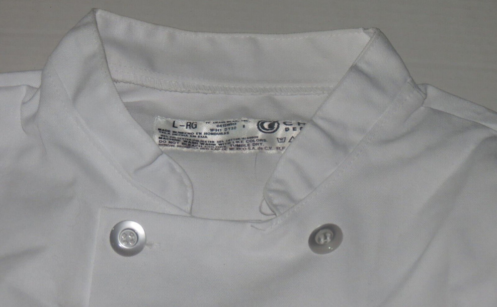 p1 Chef Designs White Restaurant Uniform Chef Coat Jacket Size L_RG