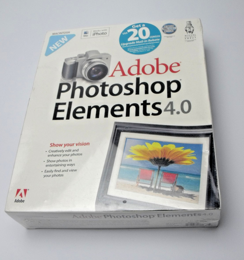 adobe photoshop elements 4.0 still in plastic - not opened