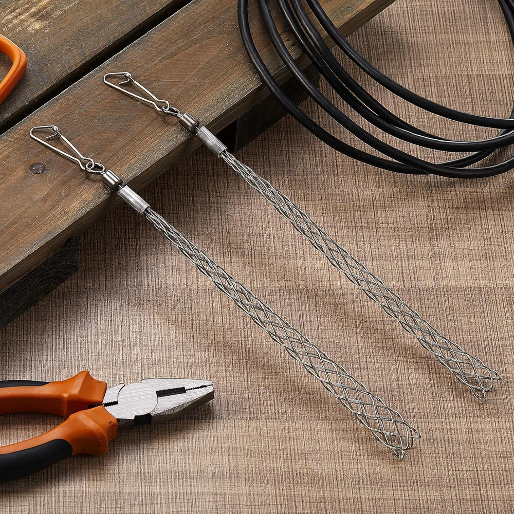 2 Pcs 3/4 in Wire Pulling Grip Mesh Metal Cable Puller Socks Wire Tools for E...