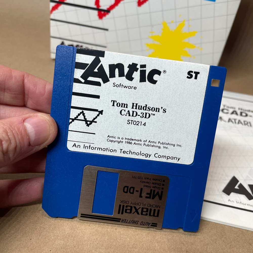 CAD-3D 1983 Atari ST Computer Antic 3.5" Disk vintage design imaging software