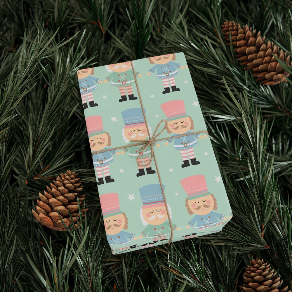 Mint With Nutcracker Print Wrapping Papers