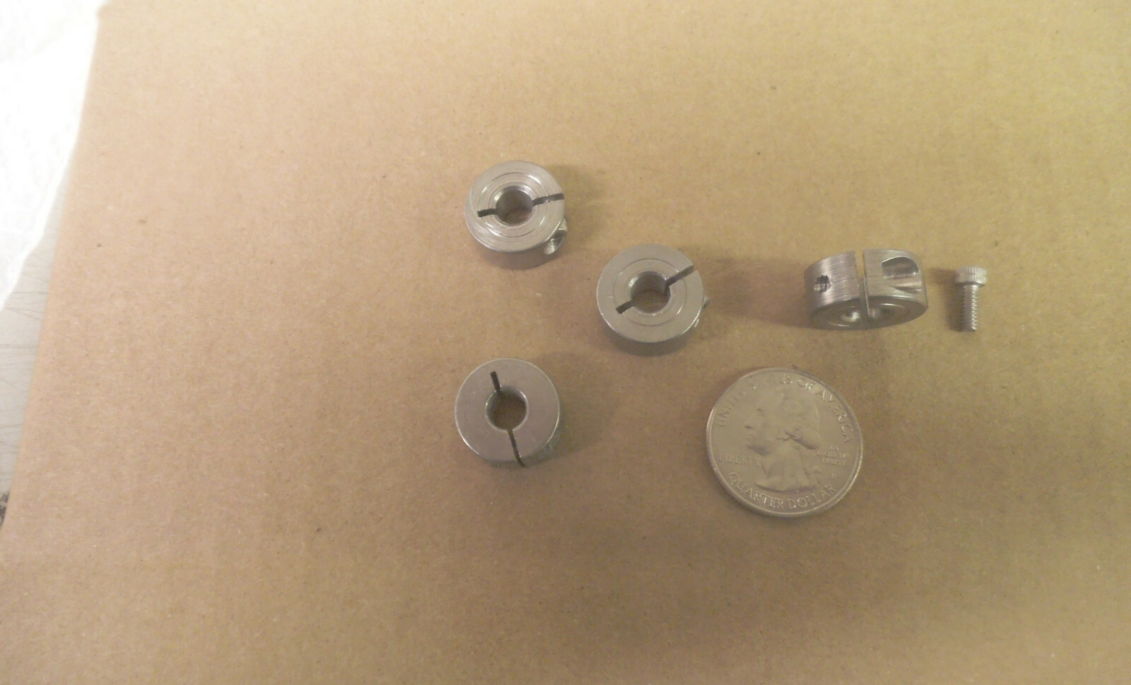 Set of 4 Stainless clamp style shaft collars for 1/4" shaft, 11/16 OD 5/16 thick