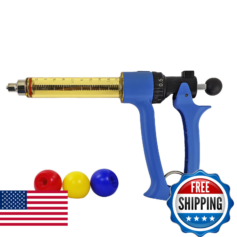RANCH CHOICE 25ML Semi Automatic Livestock Syringe with 3 Colored Piston Knobs A