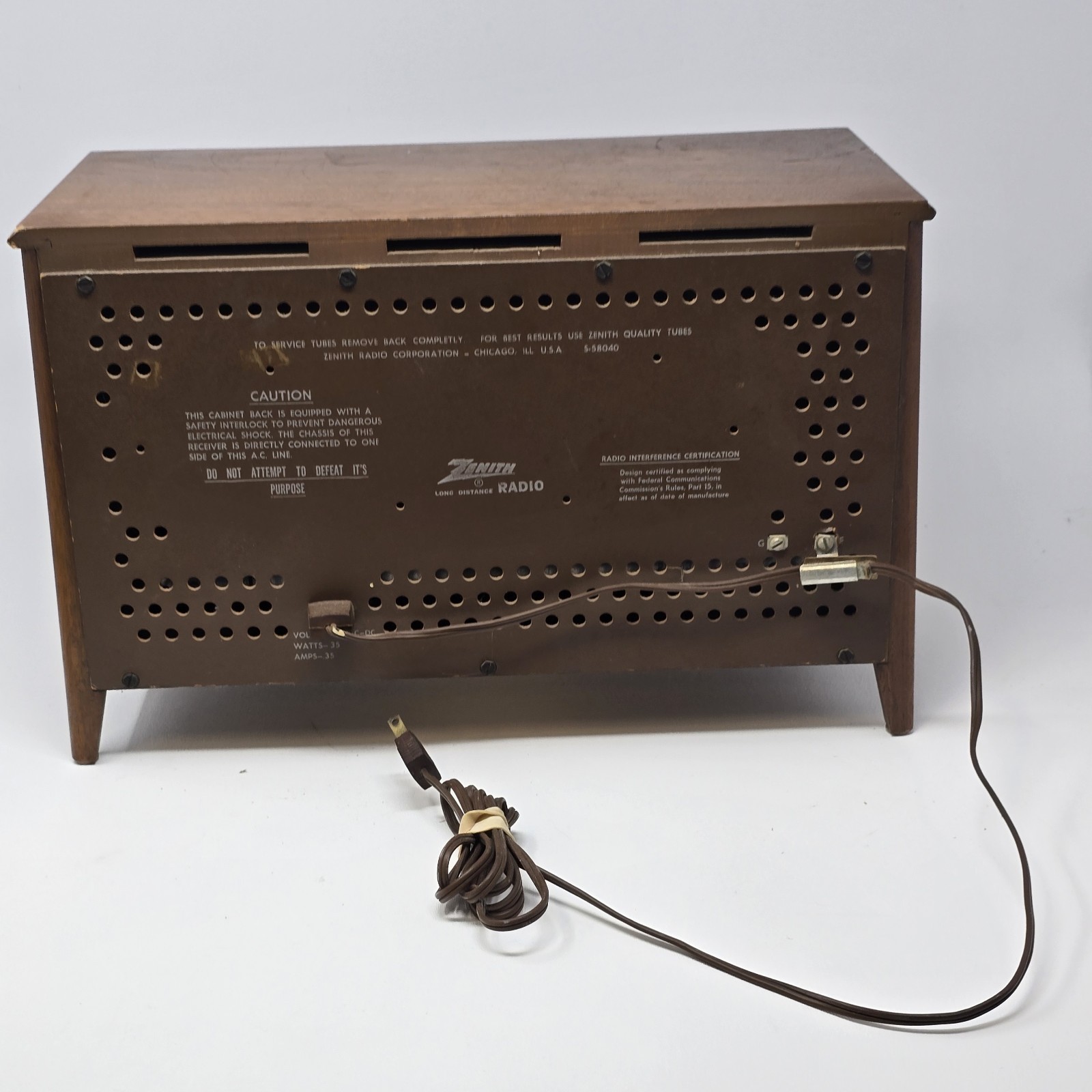 Vintage Zenith Model K731 Tube Long Distance Radio AM/FM Tested Works