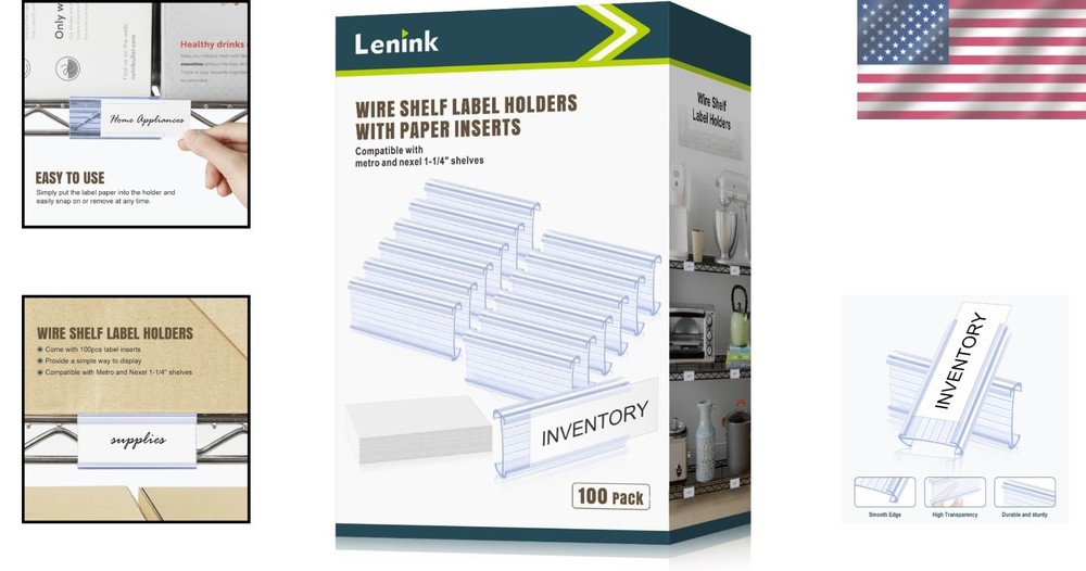 100Pcs Wire Shelf Label Holders with Label Paper Inserts