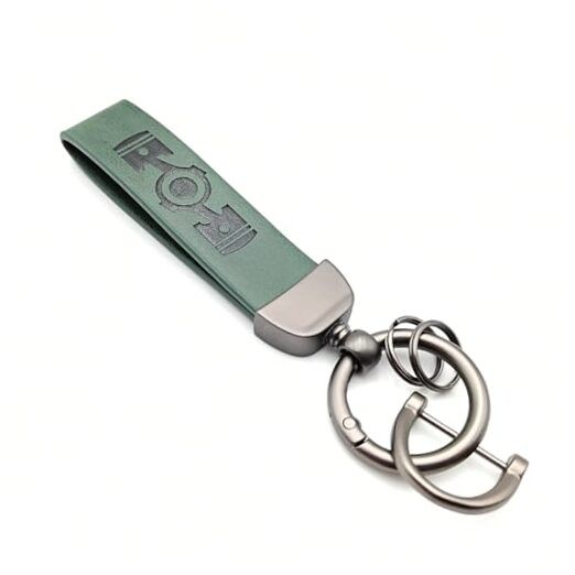Leather Boxer Engine Keychain Green