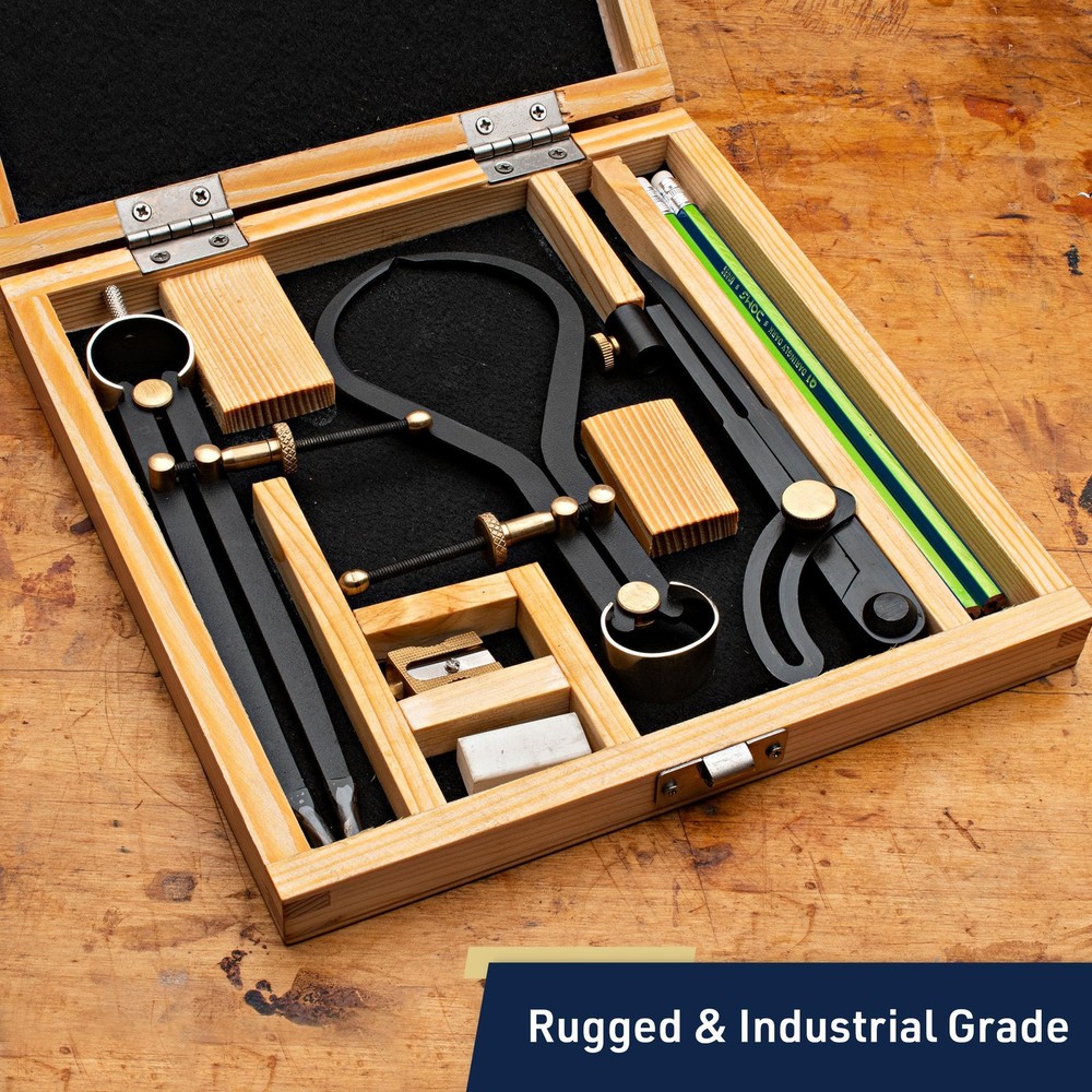 7-Piece Caliper and Compass Set | Industrial Workshop Instrument | Solid Stee...