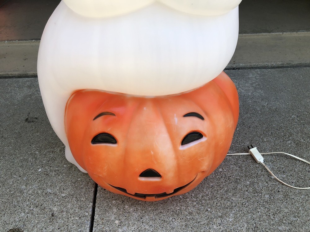 Empire Halloween Ghost On Pumpkin 35" Vintage Lighted