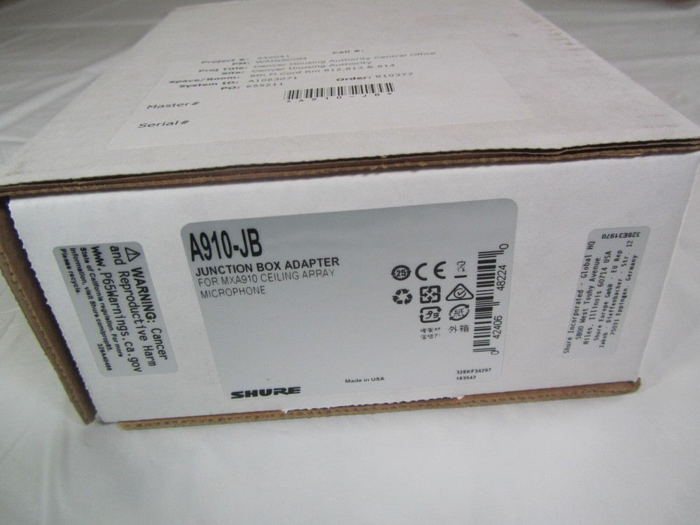 Shure A910-JB Junction box adapter for  Ceiling Array Microphone.