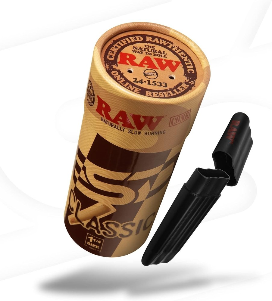 RAW Case Holder Bundle | 50 Classic 1 1/4 RAW Cones & Three Tree Case