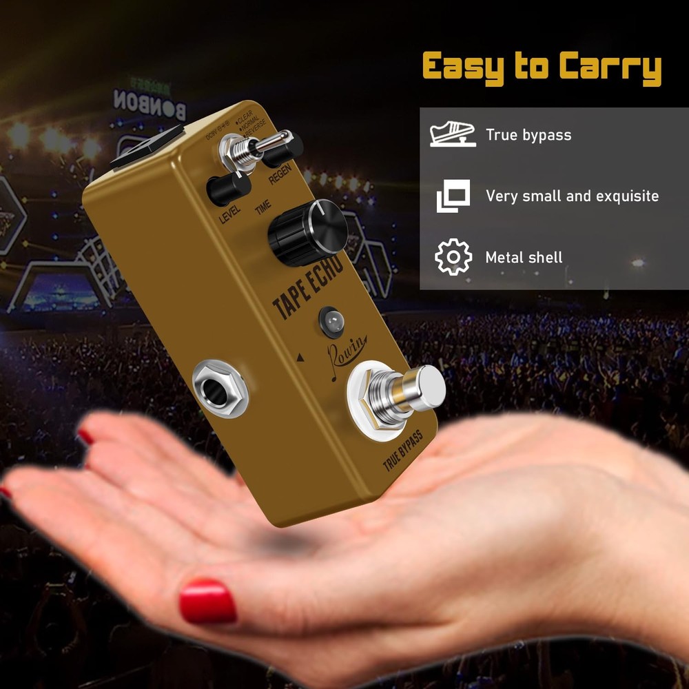 Rowin Tape Echo Delay Digital Guitar Effect Pedal with Storage