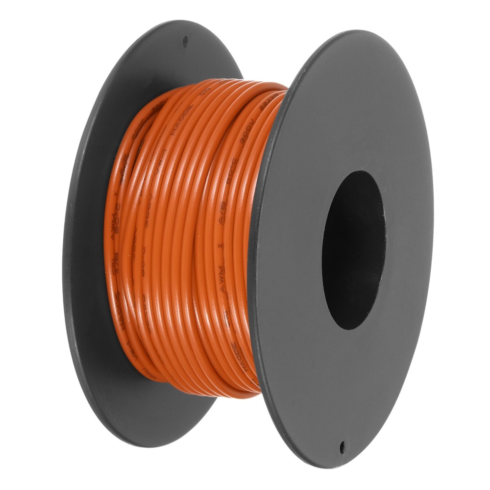 22AWG Stranded Wire PVC Hookup 15M/49ft Orange, Electrical Wire UL1007 Spool