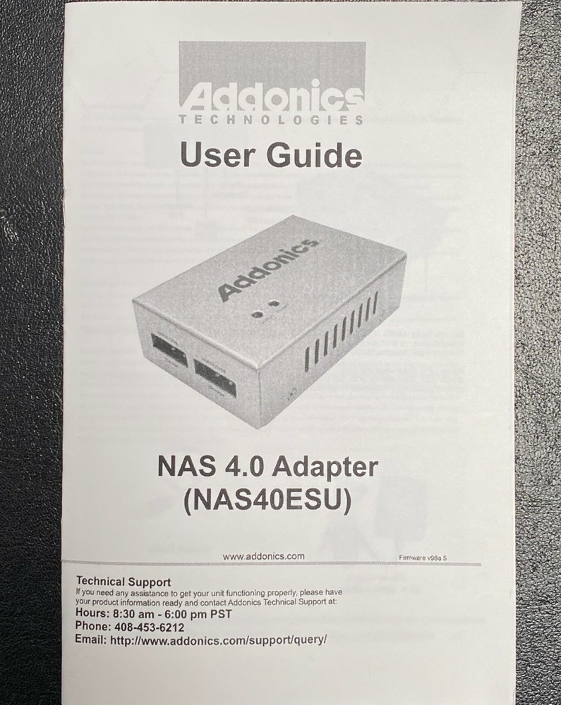 ADDONICS USER GUIDE, NAS DRIVER DISC AND QUICK INSTALL GUIDE FOR NAS 4.0 ADAPTER