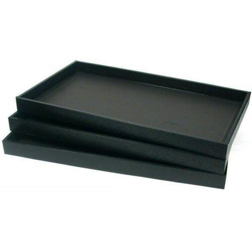 10 Insert Trays Jewelry Black Plastic Storage 14 ¾" x 8 ¼" x 1 ½" Stackable
