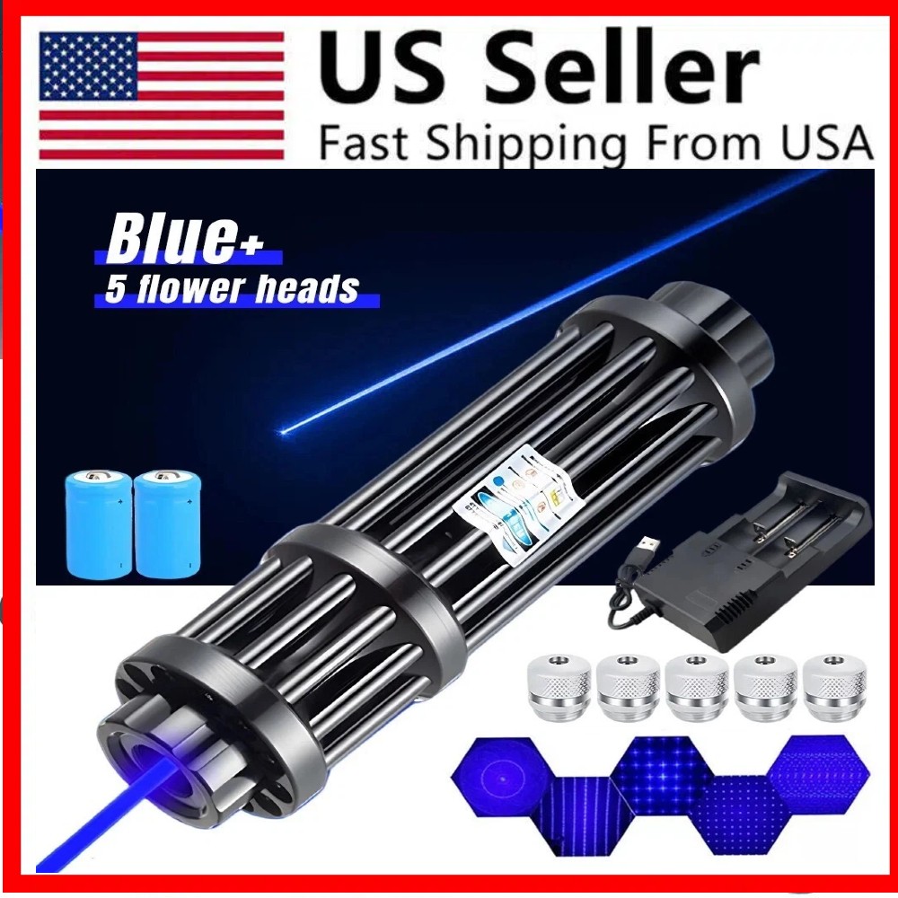 High Power Blue Burning Laser Pointer Watt Adjustable Visible Dot Torch Light