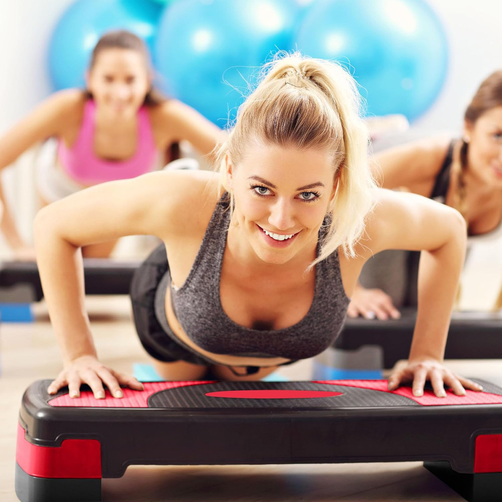 Aerobic Step Platform Trainer with Adjustable 3-Level Risers, 400 Pound Weight C