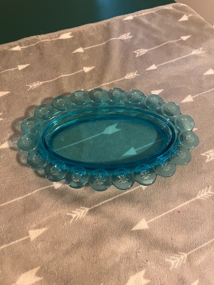 L.E. Smith Moon & Stars Butter DIsh, Blue!