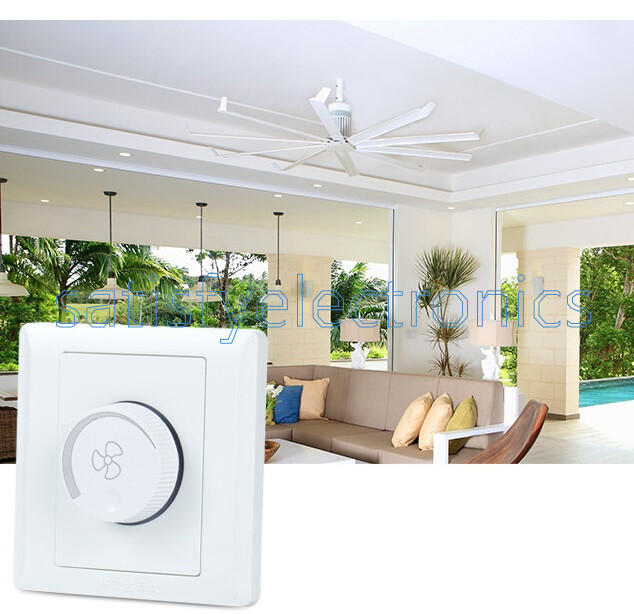 10A 220V Adjustment Ceiling Fan Speed Control Switch Wall Button Dimmer Switch