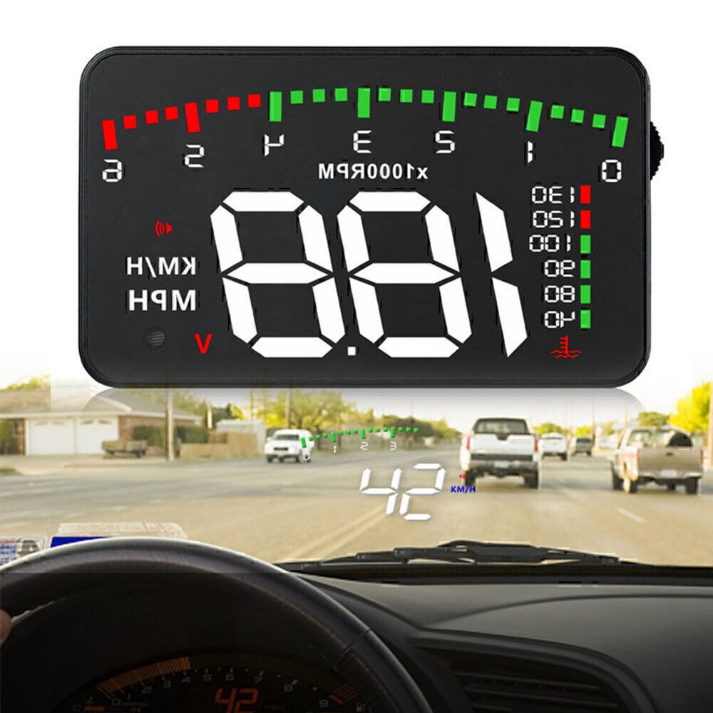A9003.5"HUDHeadUpDisplayOBDIISpeedAlarmKM/hSpeedWarning-