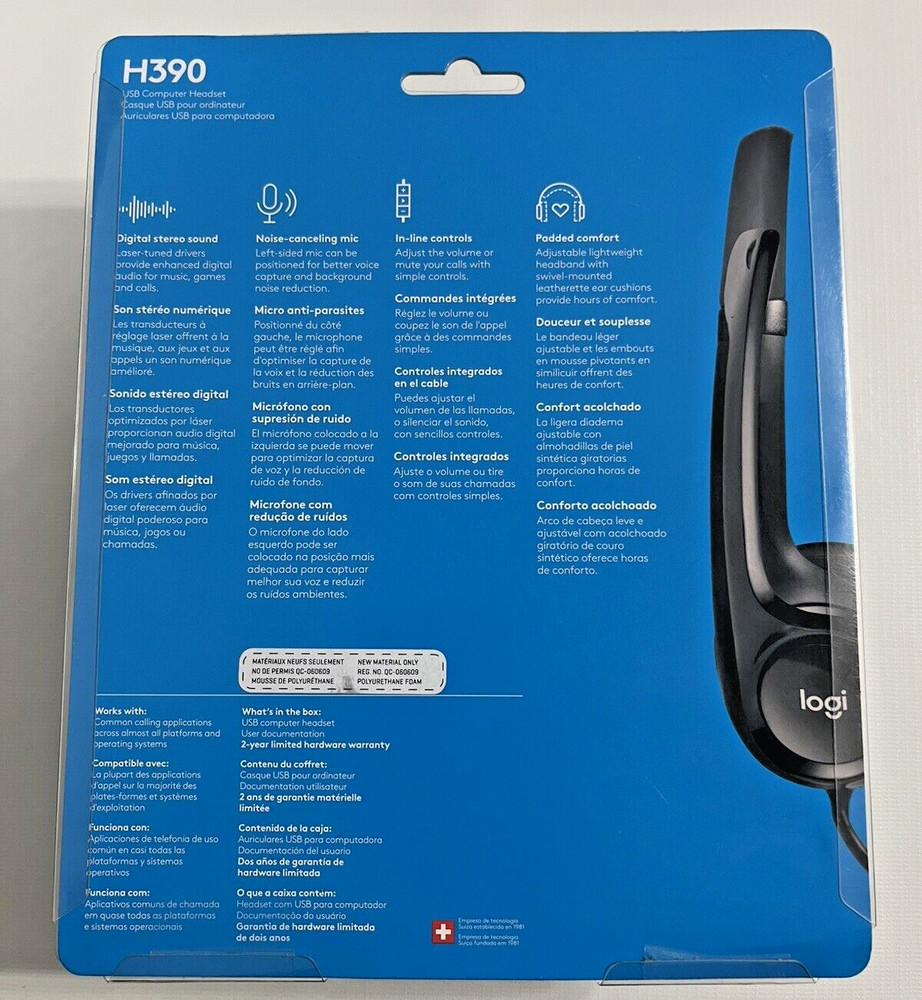 Logitech H340 USB Computer PC Headset w/Noise Cancelling Microphone New